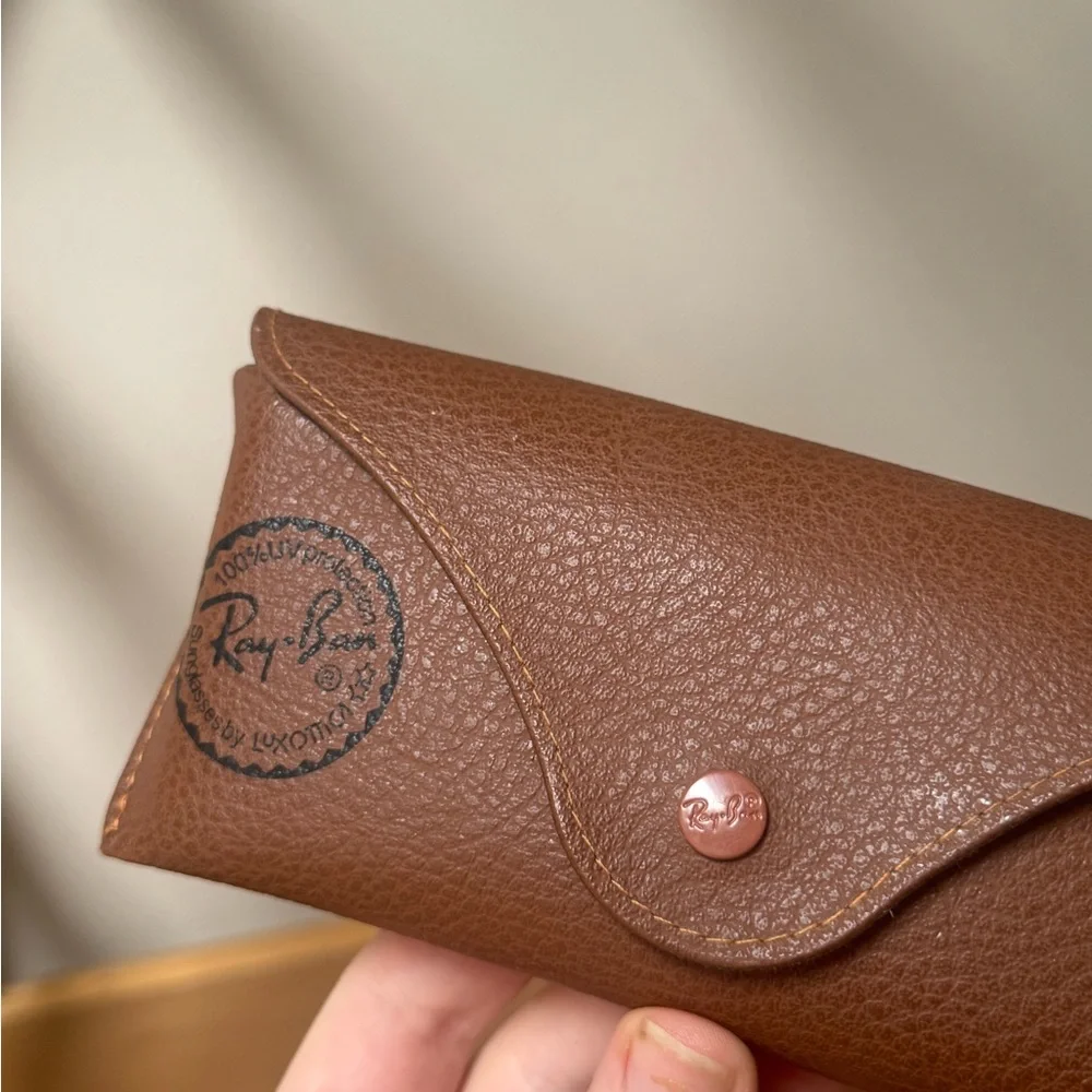 Ray-Ban Tan Leather Eyewear Case with Rehab Frames